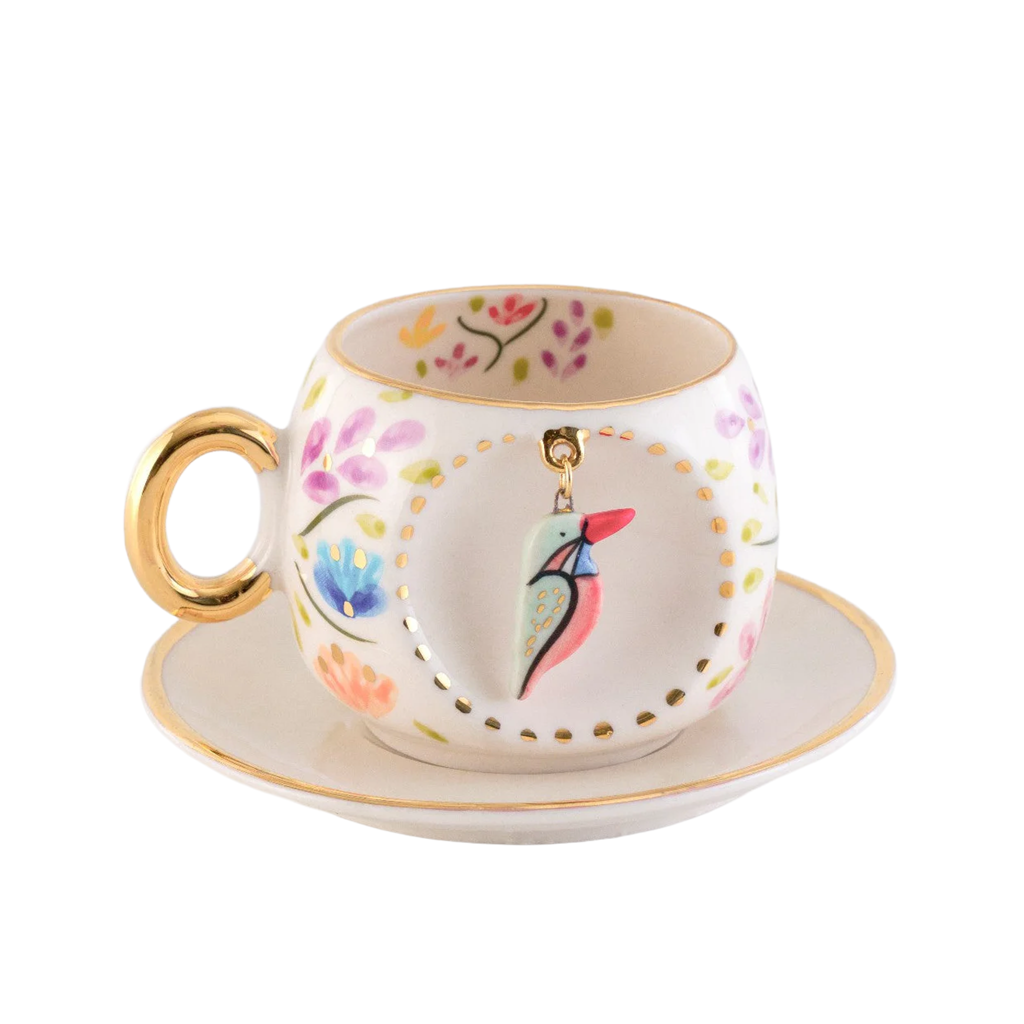 Spring Blossom Bird Turkish Coffee Cup, product view