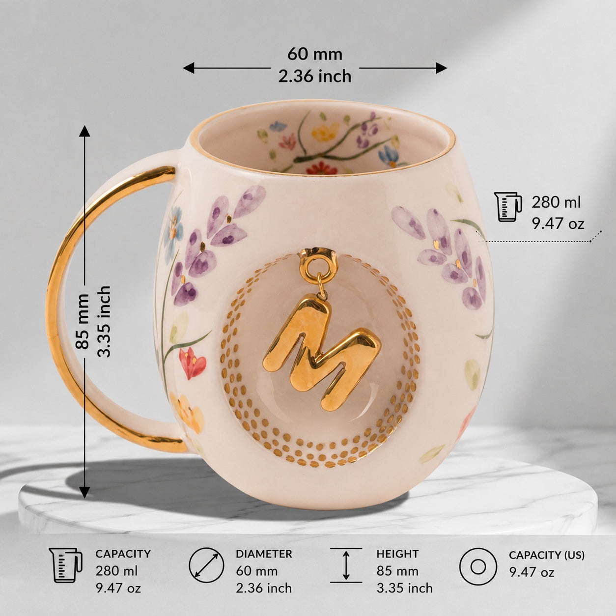 Spring Blossom Personalized Porcelain Mug 280 ml / 9.5 oz