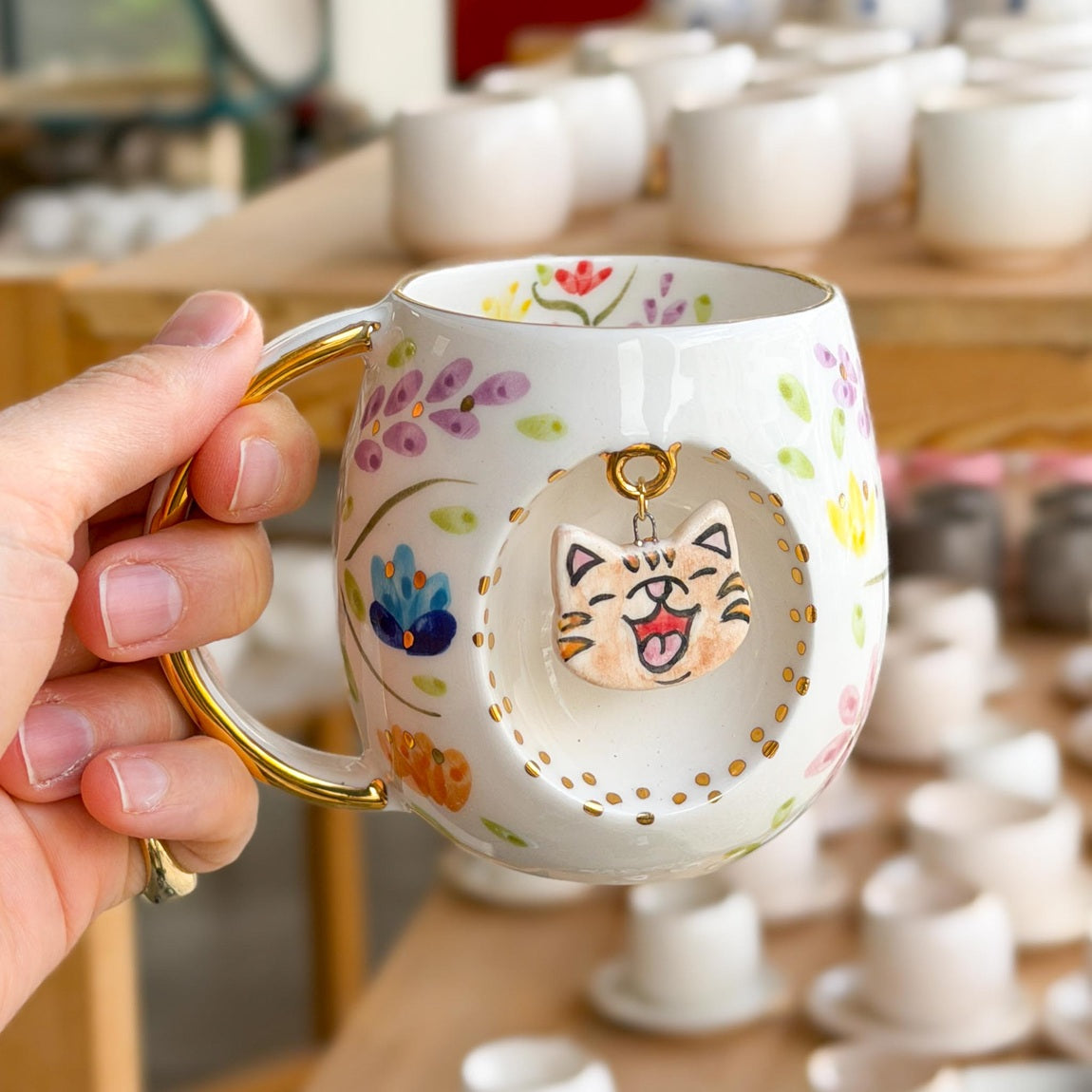 Spring Blossom Cat Mug, product view