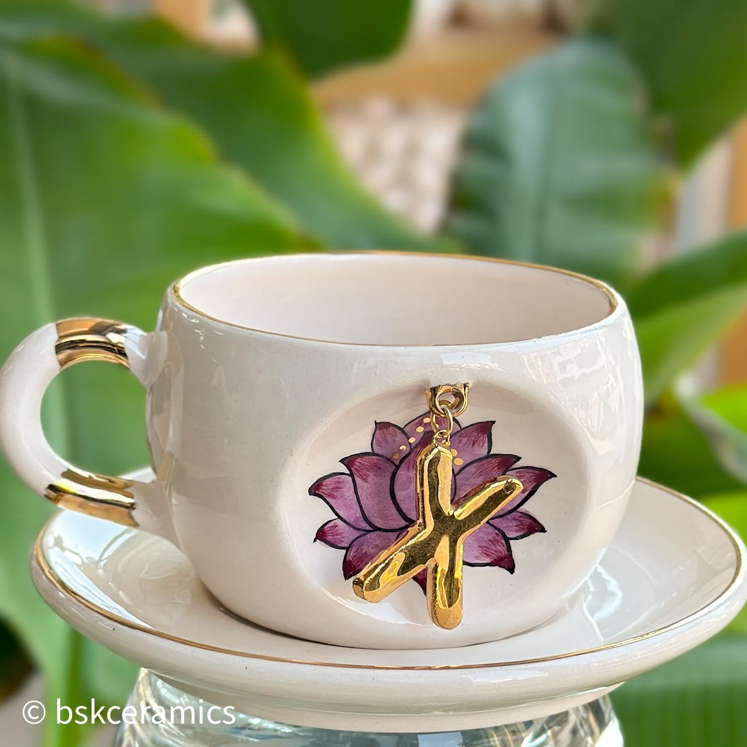 Inner Peace Lotus Letter Mug - BSK Ceramics Handmade