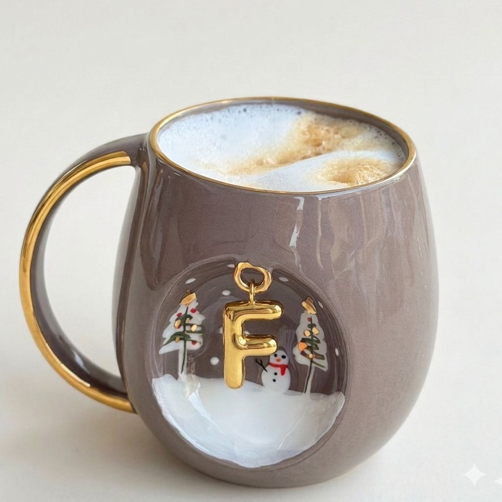 Winter Personalized Mug Taupe, detail view 9
