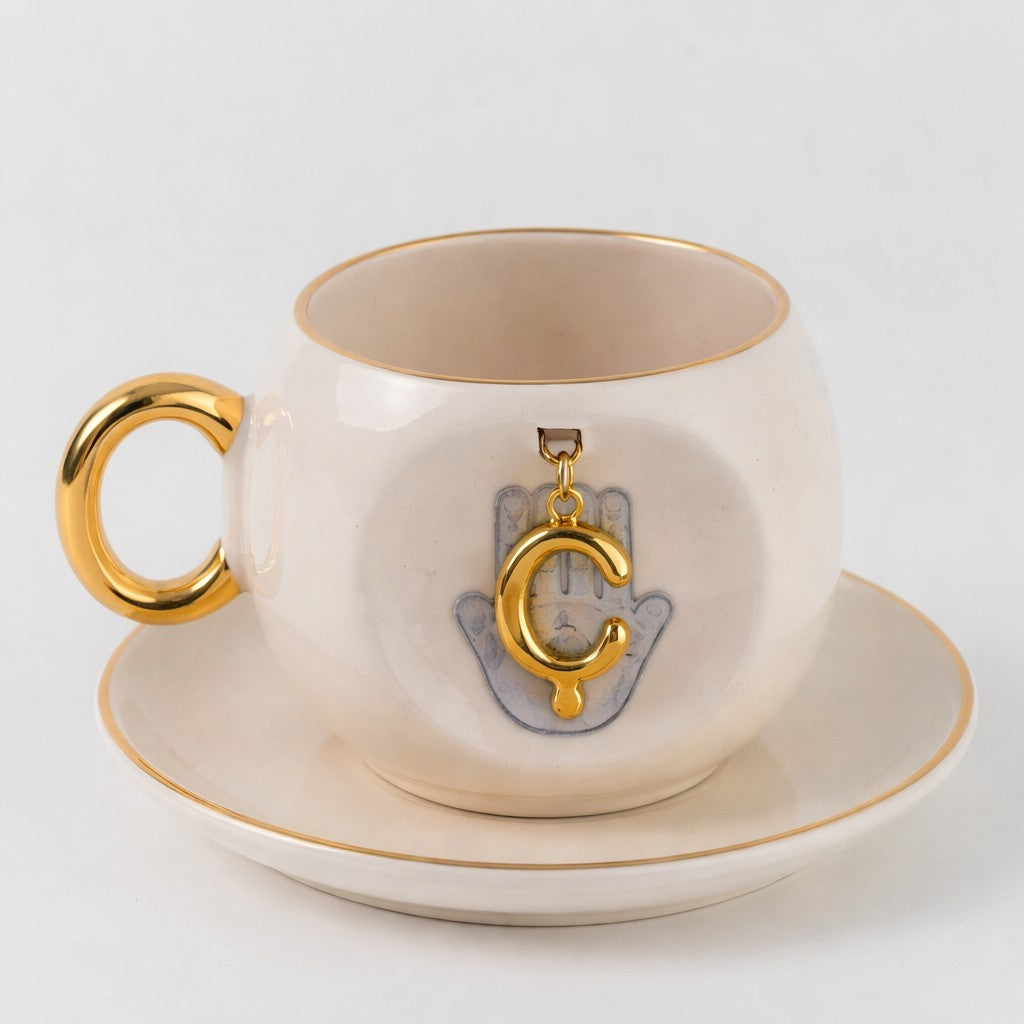 Hamsa Personalized Turkish Coffee Cup, detail view 5