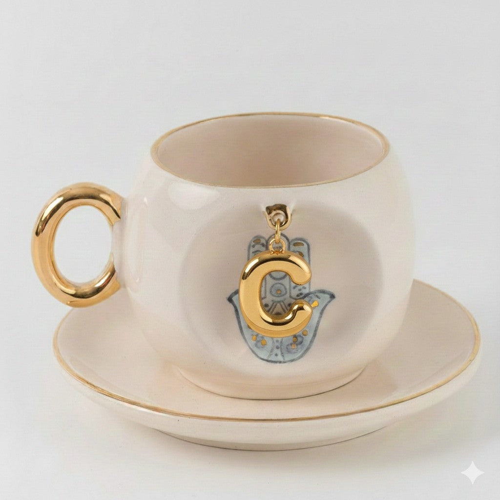 Hamsa Personalized Turkish Coffee Cup, detail view 4