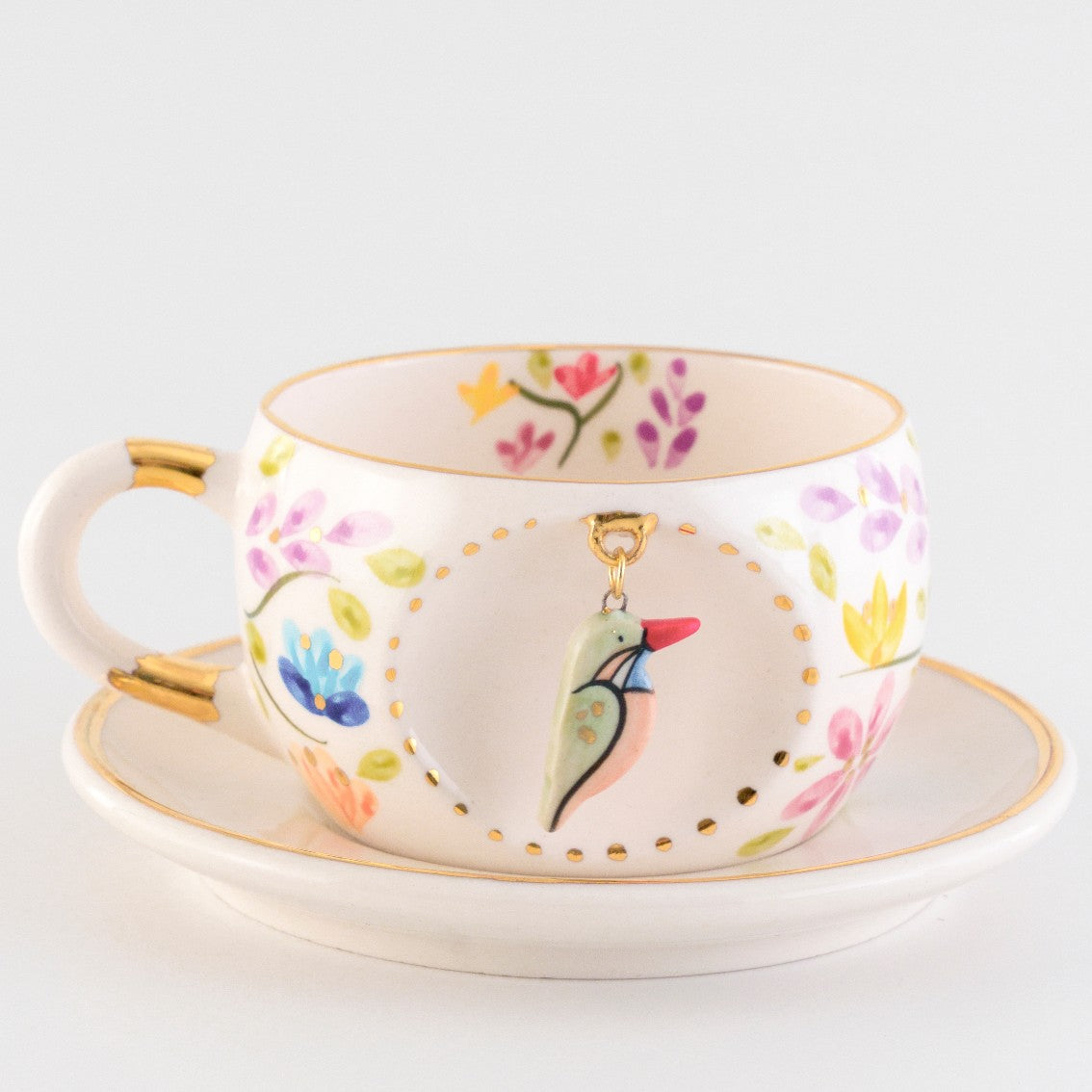 Spring Blossom Bird Porcelain Tea Mug 170 ml / 5.7 oz