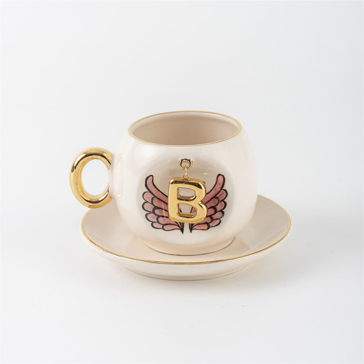 Angel Wings Personalized Turkish Coffee Cup Pink