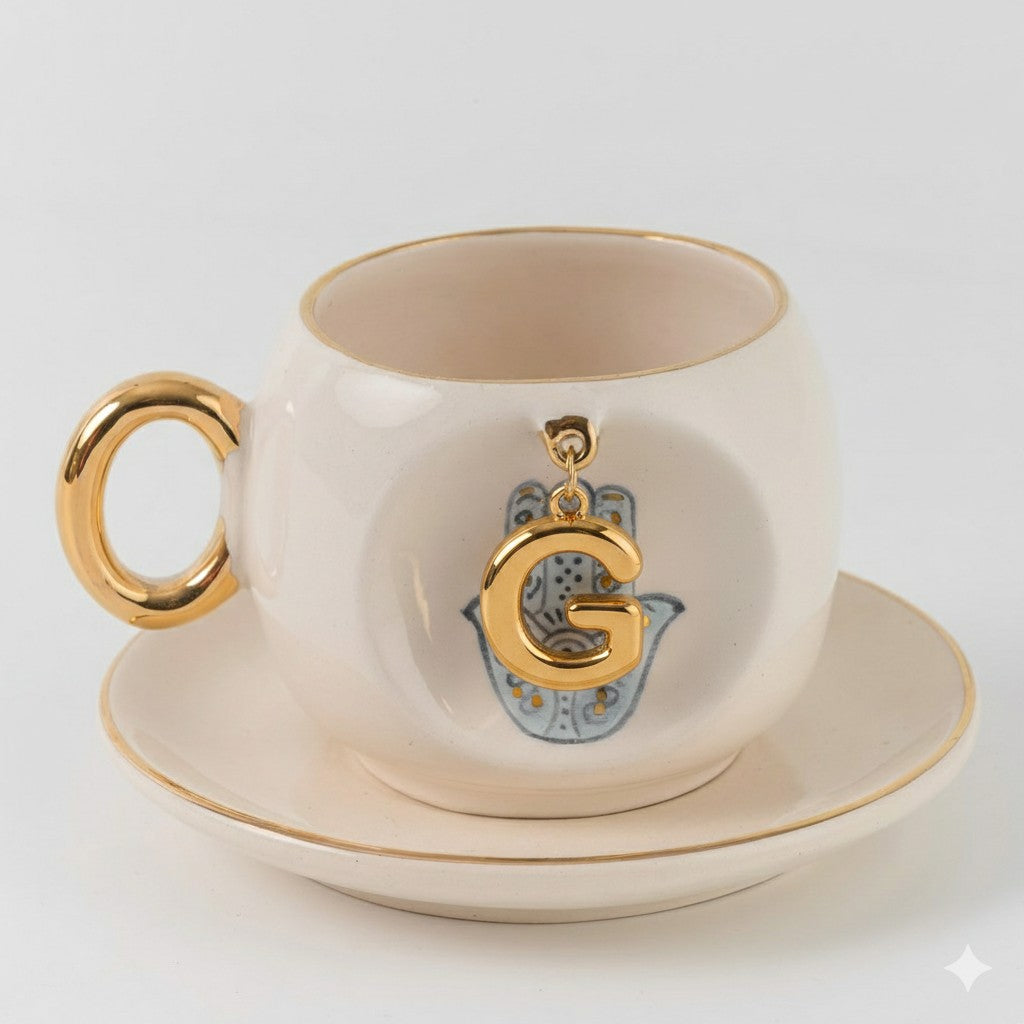 Hamsa Personalized Turkish Coffee Cup, detail view 9