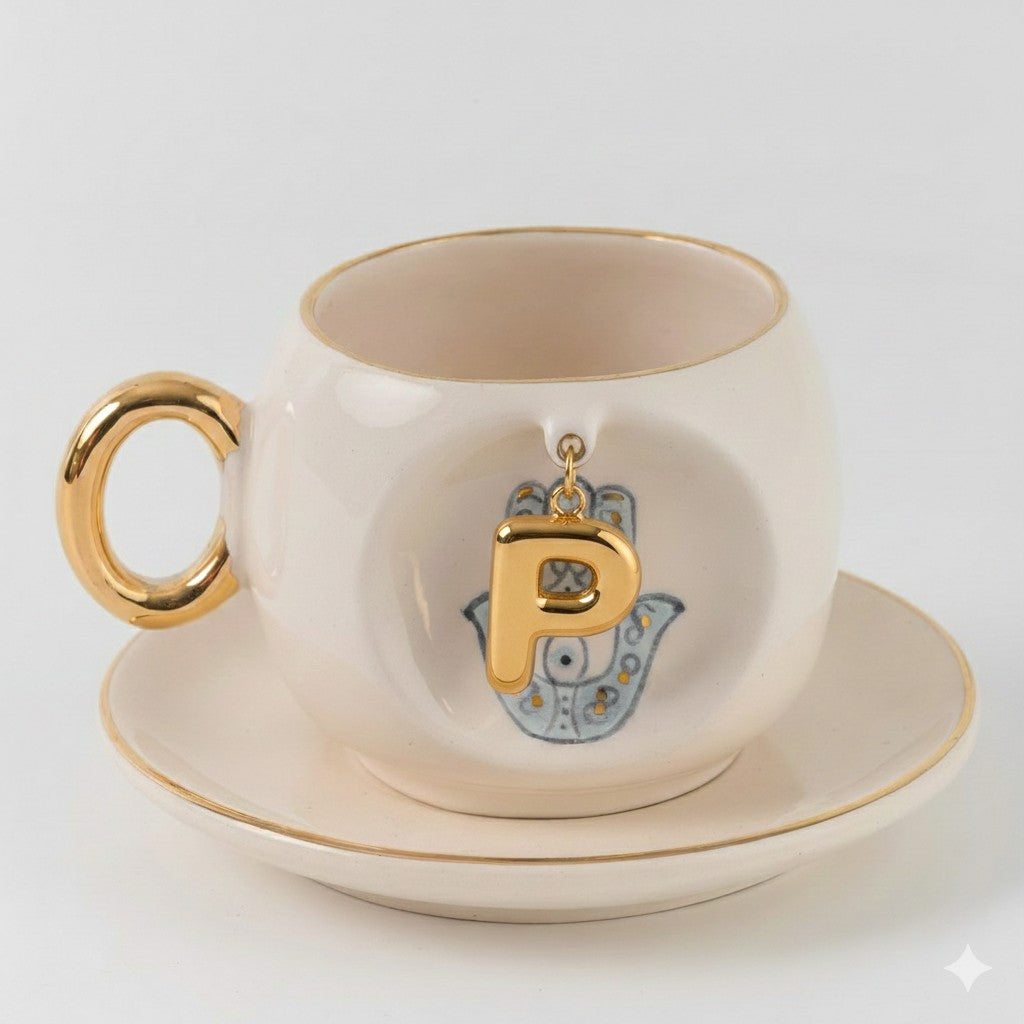Hamsa Personalized Turkish Coffee Cup, detail view 16