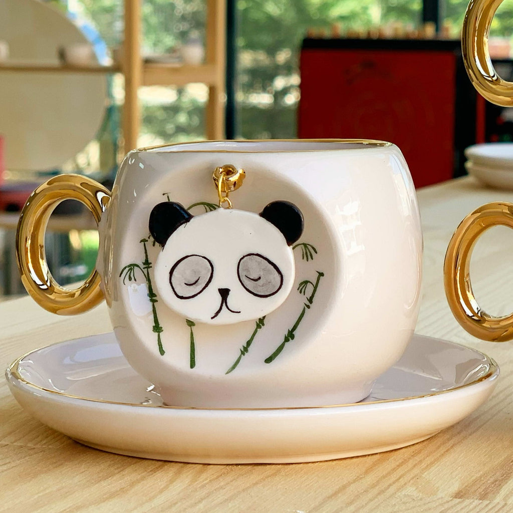 Cute Panda with Bamboo Tumbler Cup – Amy's Coffee Mugs
