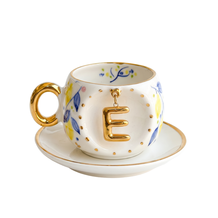Lemon Personalized Porcelain Turkish Coffee Cup 130 ml / 4.4 oz