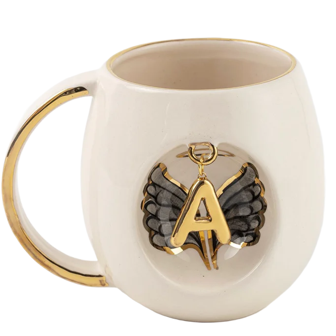 Black Angel Wing Personalized Porcelain Mug - 280 ml / 9.5 oz