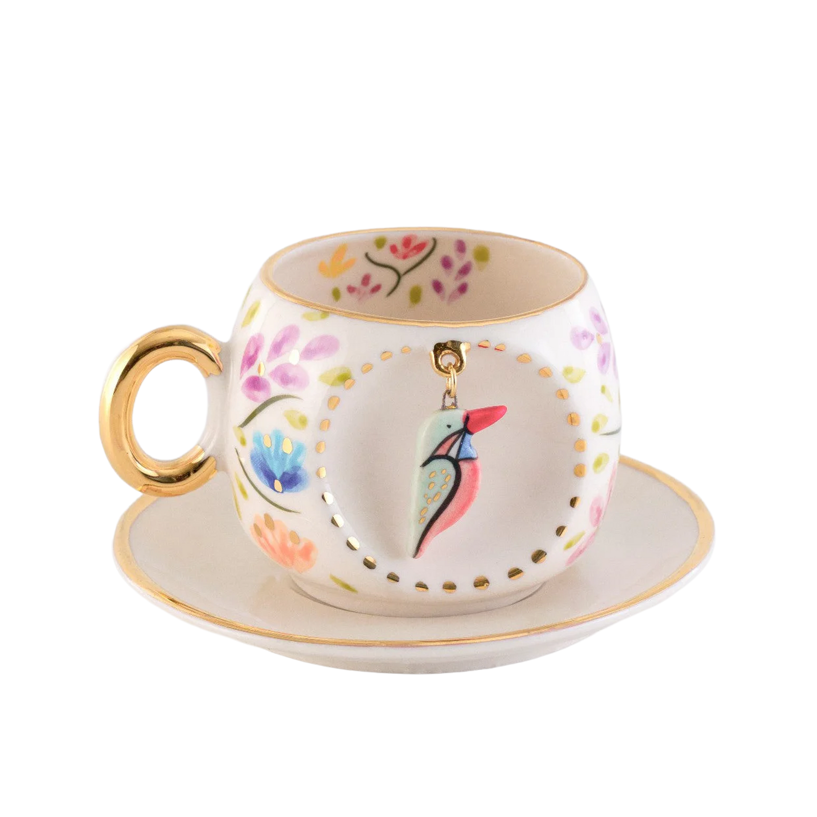 Spring Blossom Bird Turkish Coffee Cup, product view