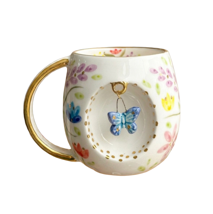 Spring Blossom Butterfly Porcelain Mug 280 ml / 9.5 oz