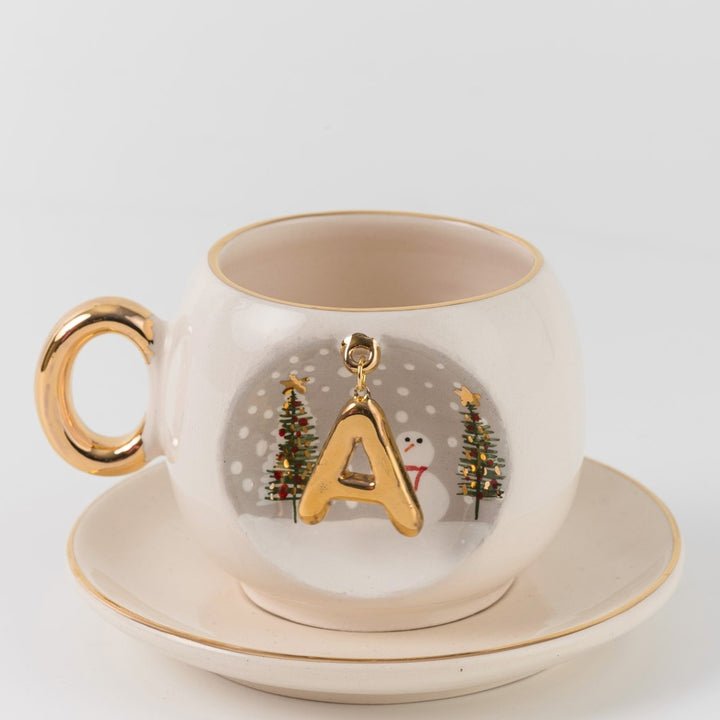 Winter Personalized Porcelain Turkish Coffee Cup  130 ml / 4.4 oz