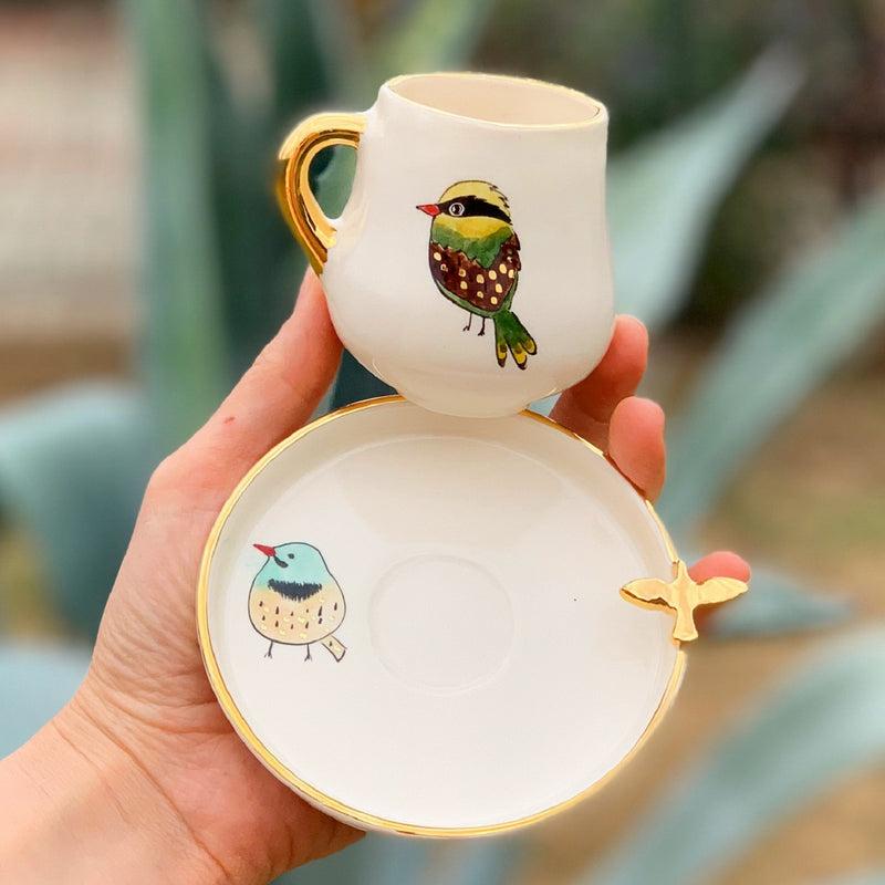 Golden Bird Coffee Cup Green