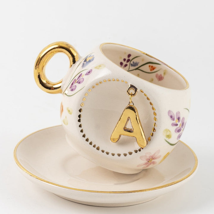 Spring Blossom Personalized Porcelain Turkish Coffee Cup 130 ml / 4.4 oz