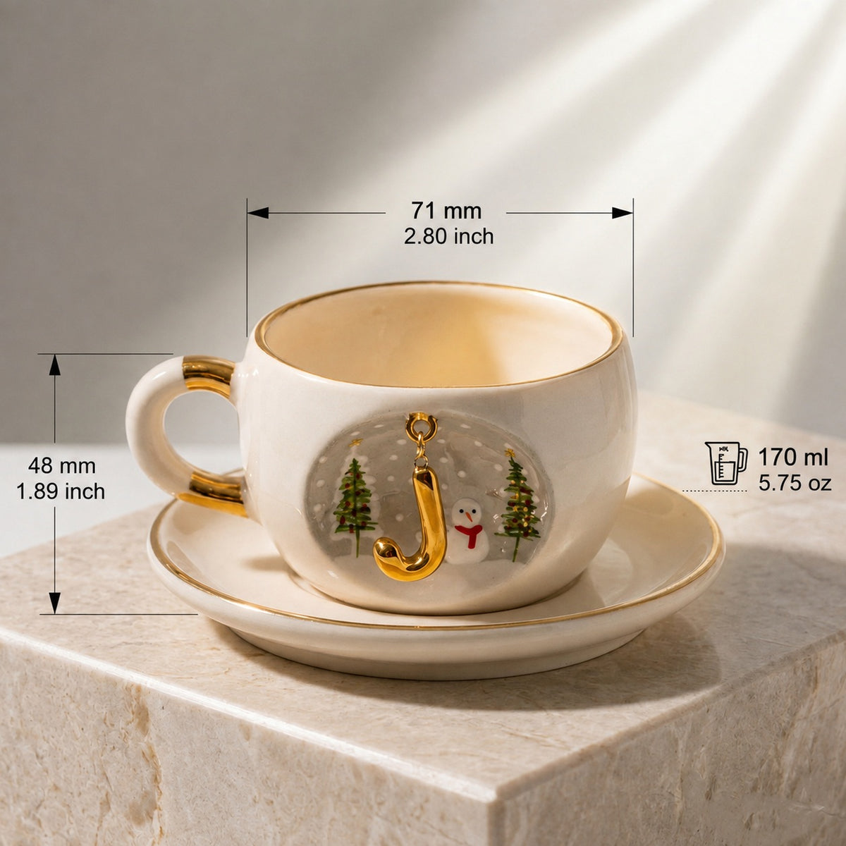 Winter Personalized Porcelain Tea Mug  170 ml / 5.7 oz
