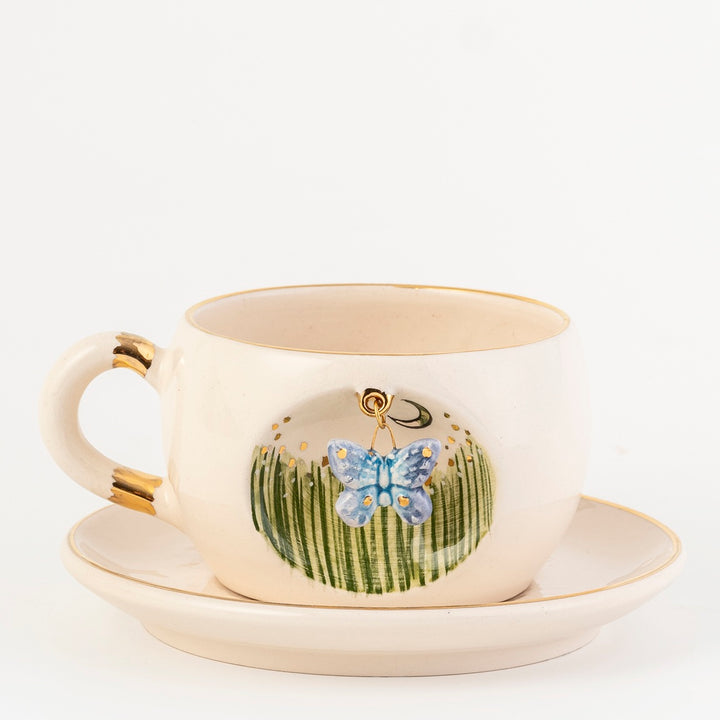 Butterfly Porcelain Tea Mug 170 ml / 5.7 oz
