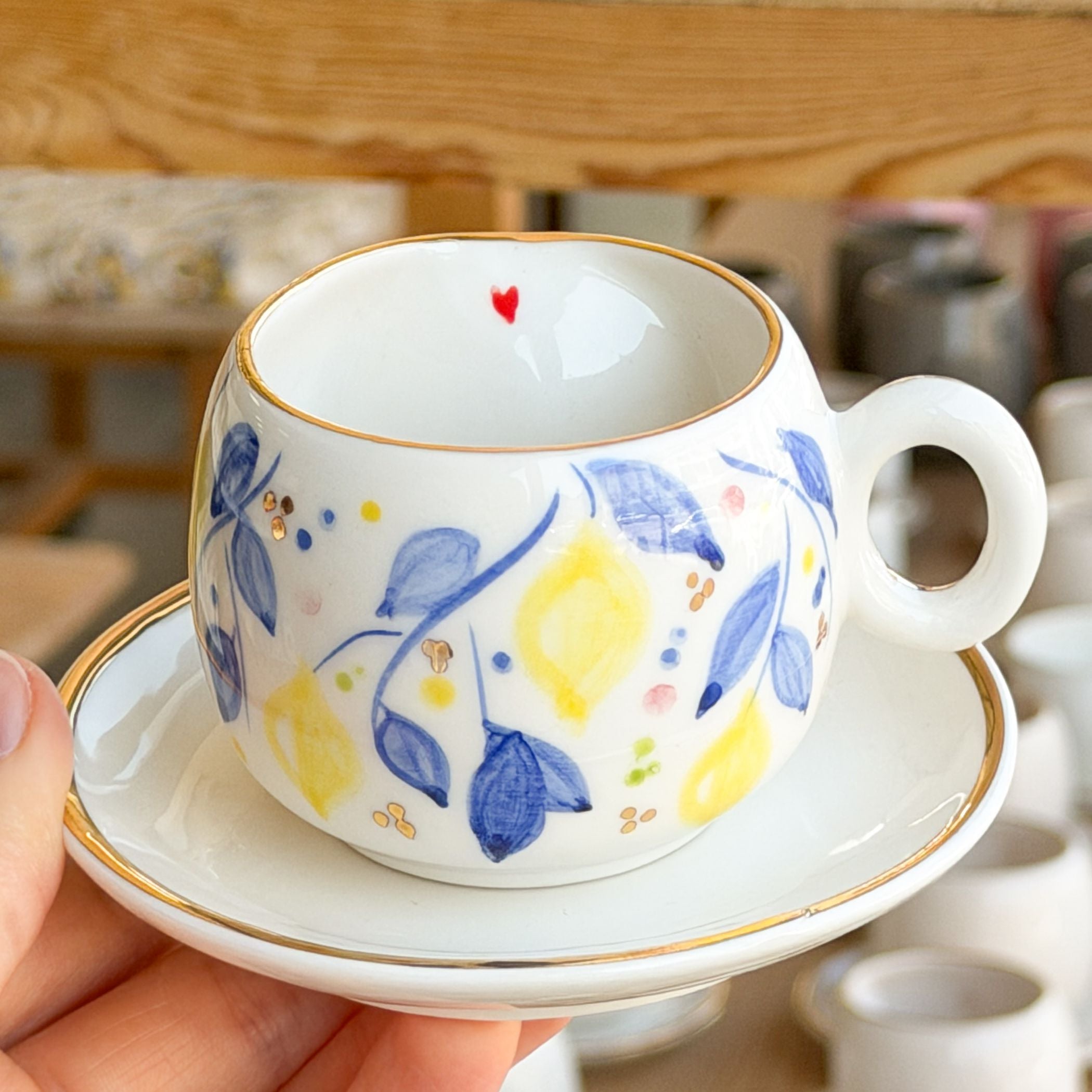 Lemon Personalized Porcelain Turkish Coffee Cup 130 ml / 4.4 oz