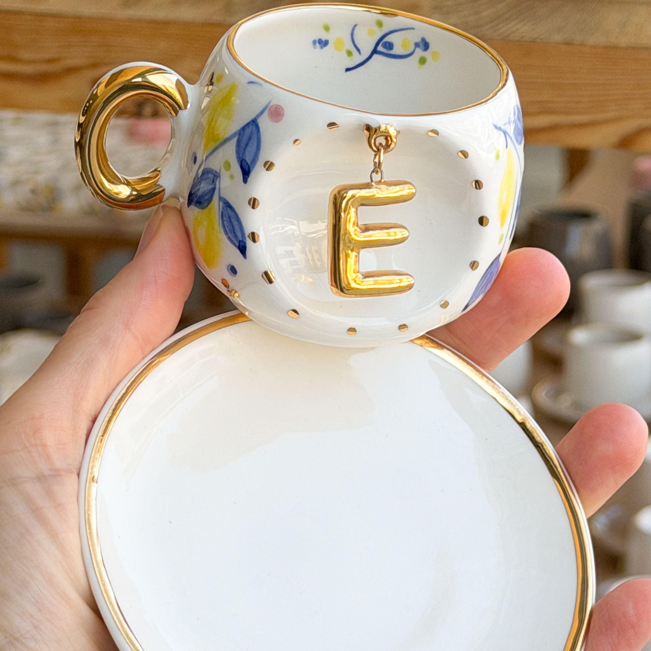 Lemon Personalized Porcelain Turkish Coffee Cup 130 ml / 4.4 oz