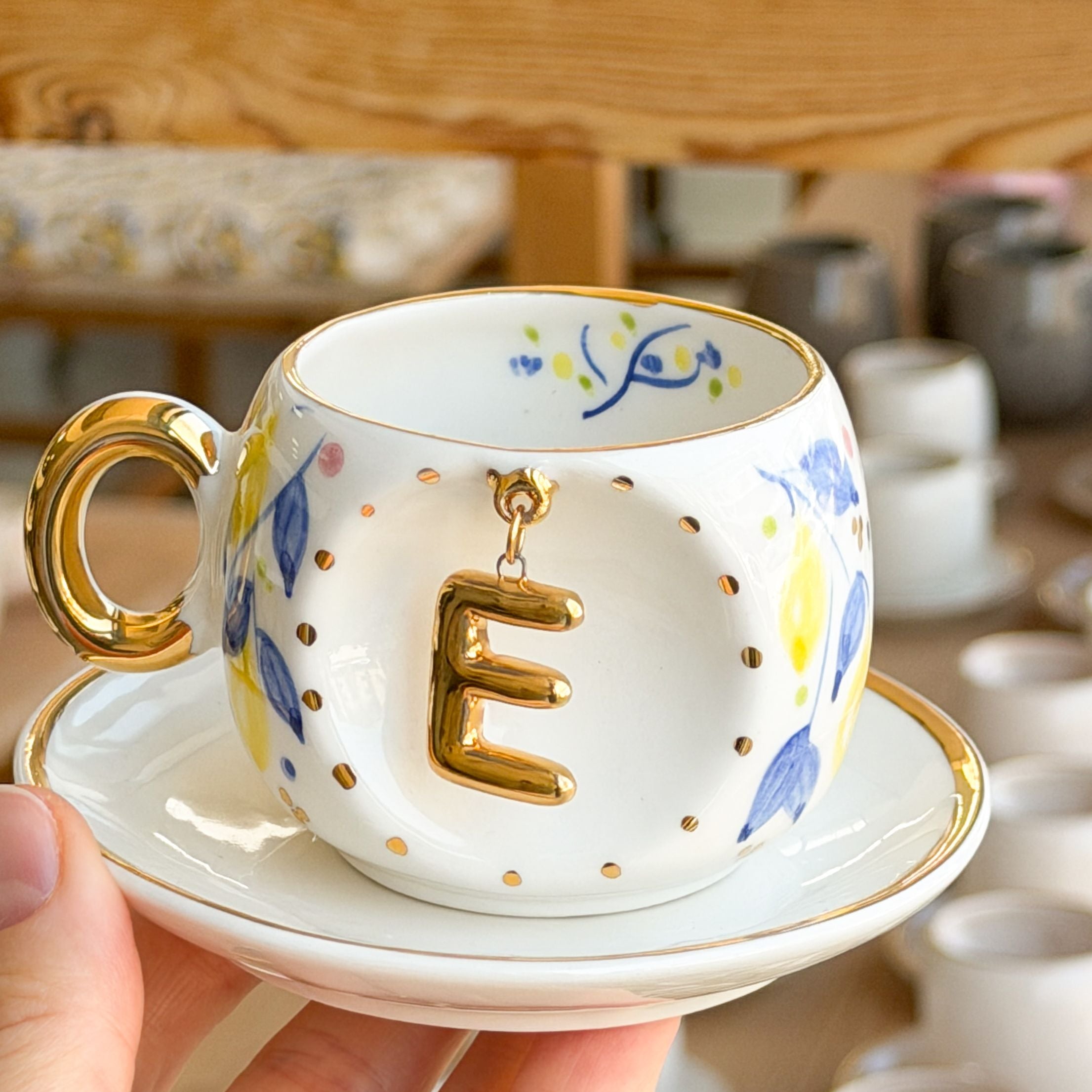 Lemon Personalized Porcelain Turkish Coffee Cup 130 ml / 4.4 oz