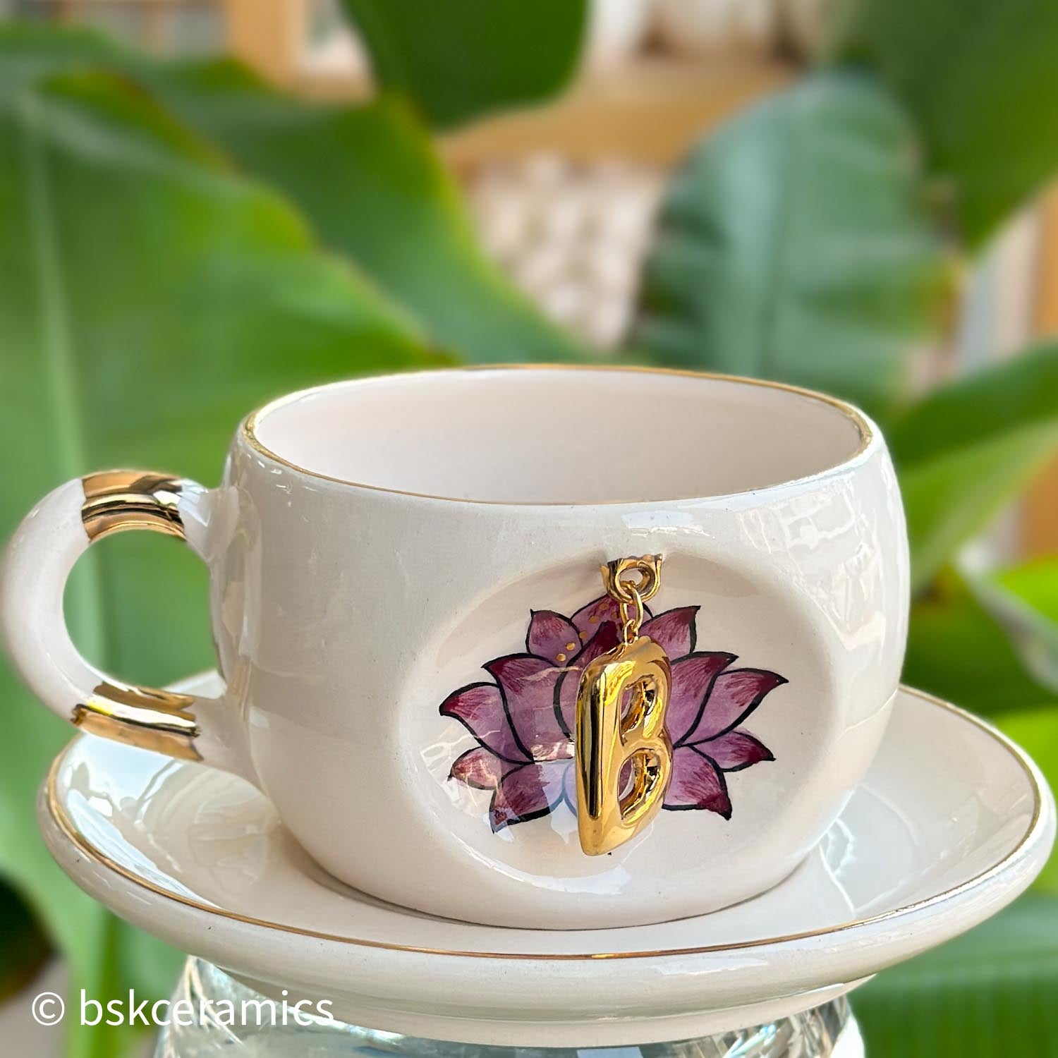 Inner Peace Lotus Letter Mug - BSK Ceramics Handmade