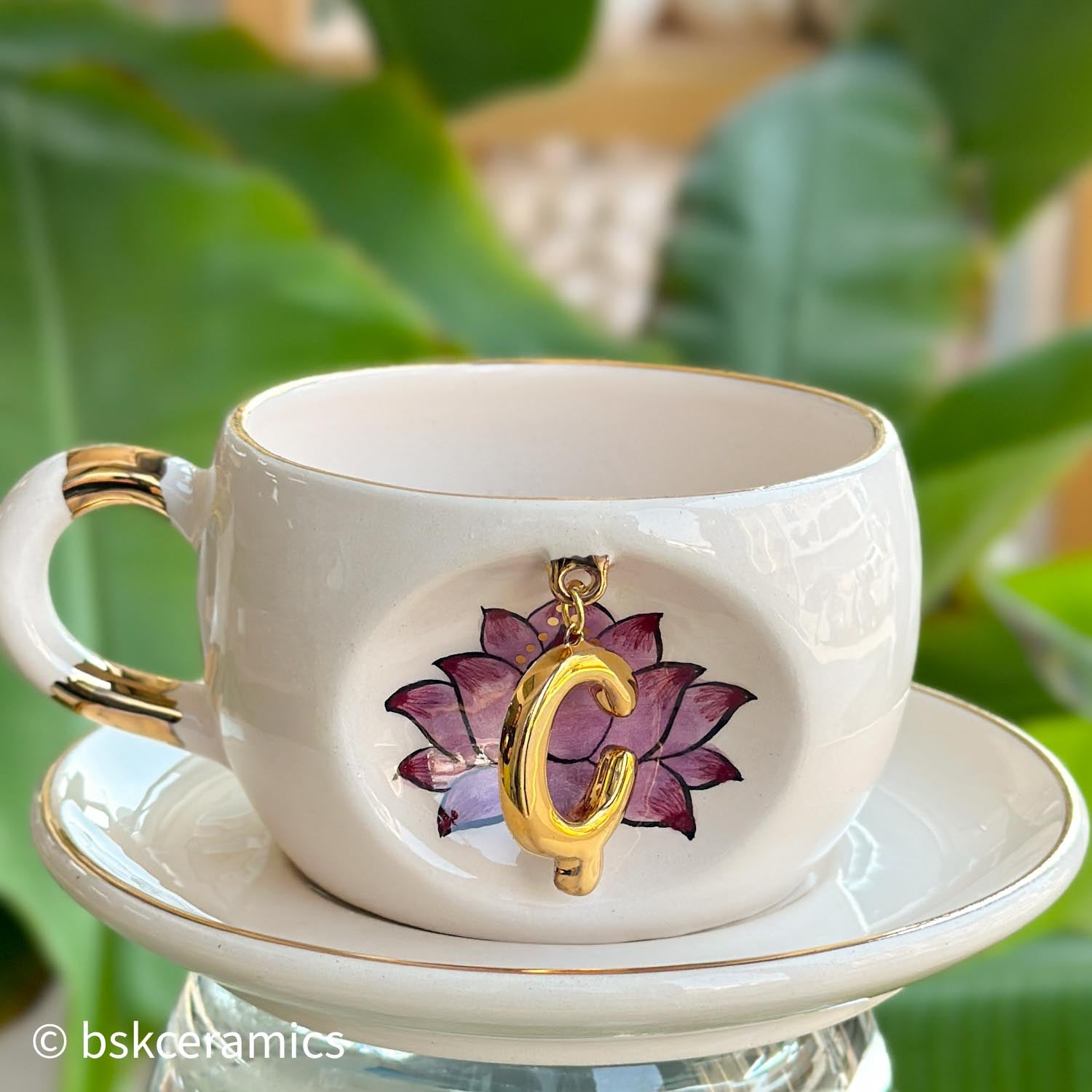 Inner Peace Lotus Letter Mug - BSK Ceramics Handmade