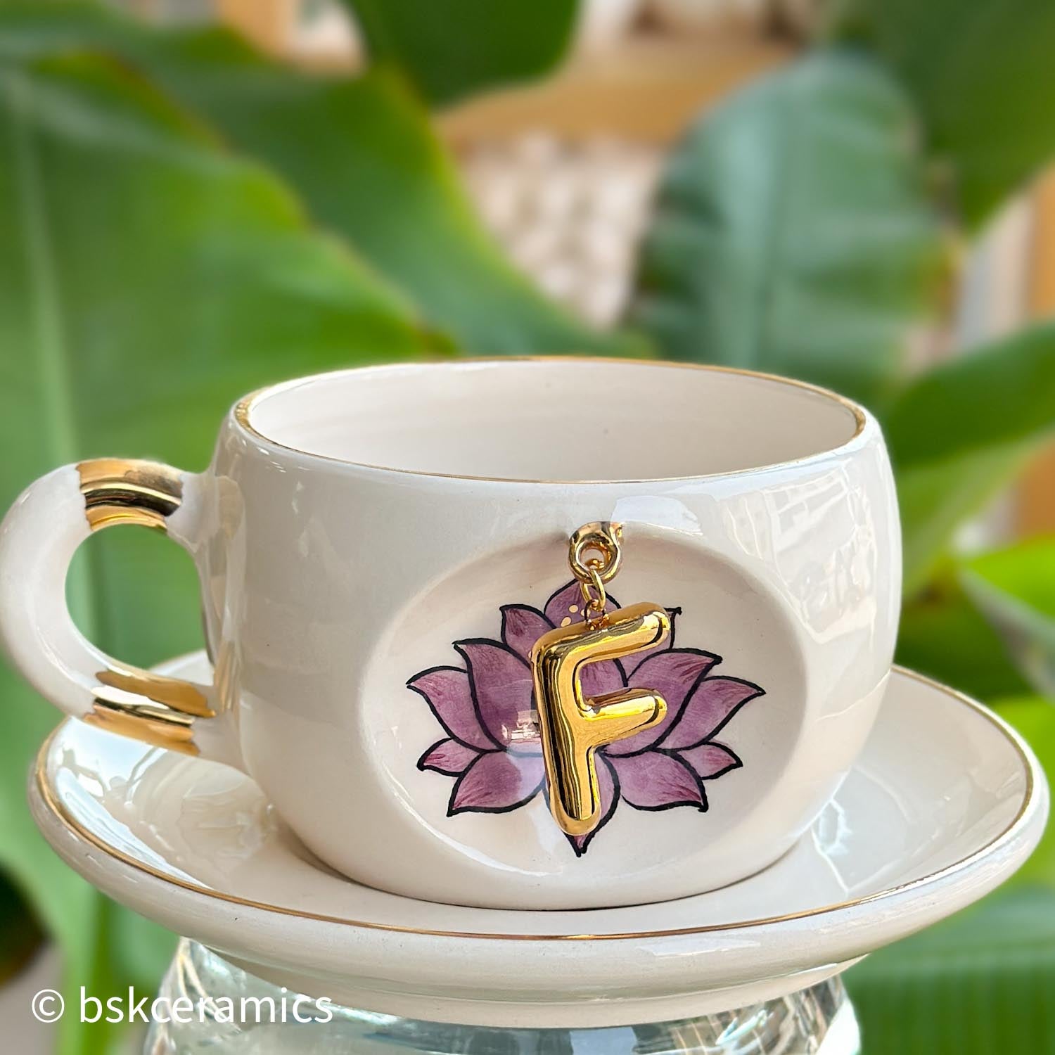 Inner Peace Lotus Letter Mug - BSK Ceramics Handmade