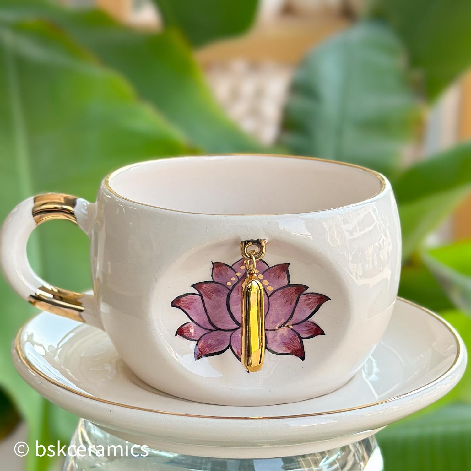 Inner Peace Lotus Letter Mug - BSK Ceramics Handmade