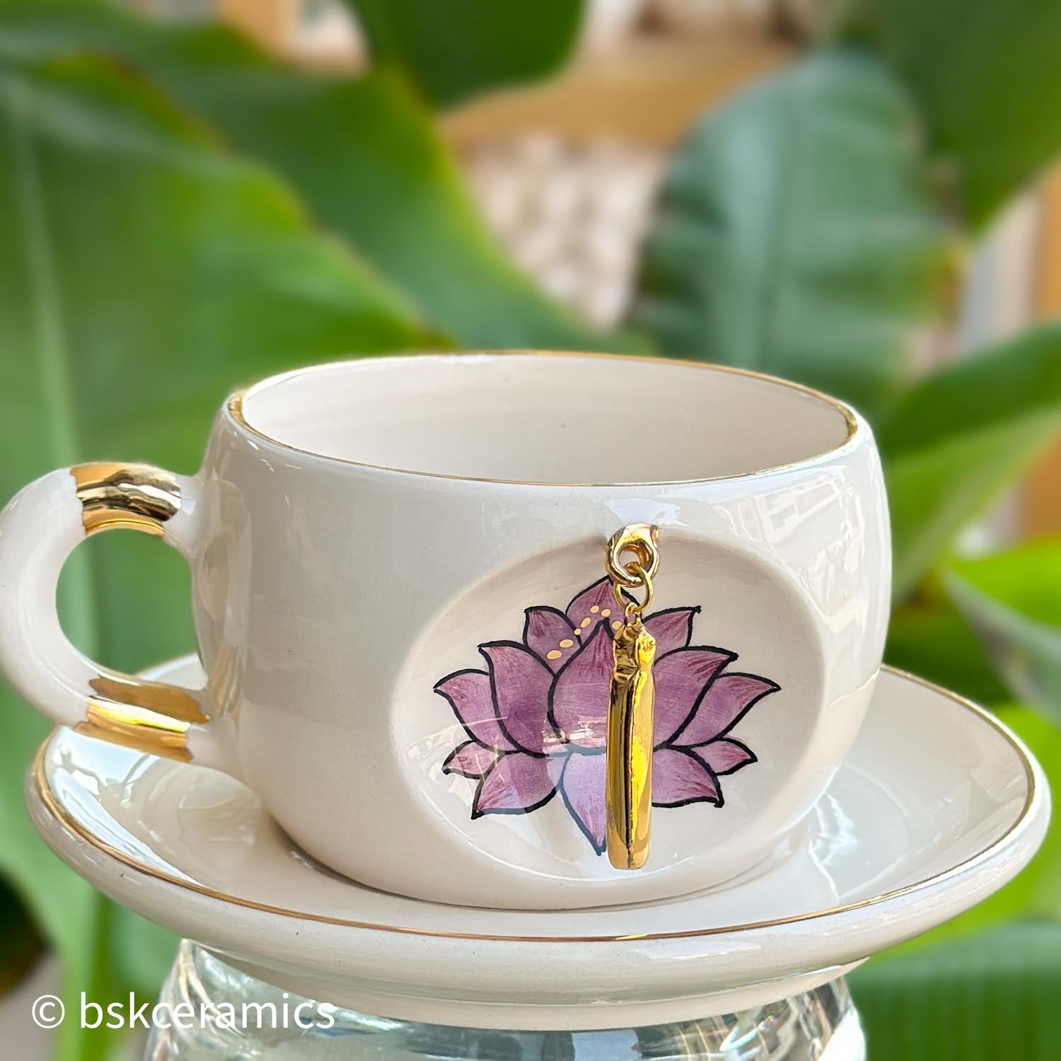 Inner Peace Lotus Letter Mug - BSK Ceramics Handmade