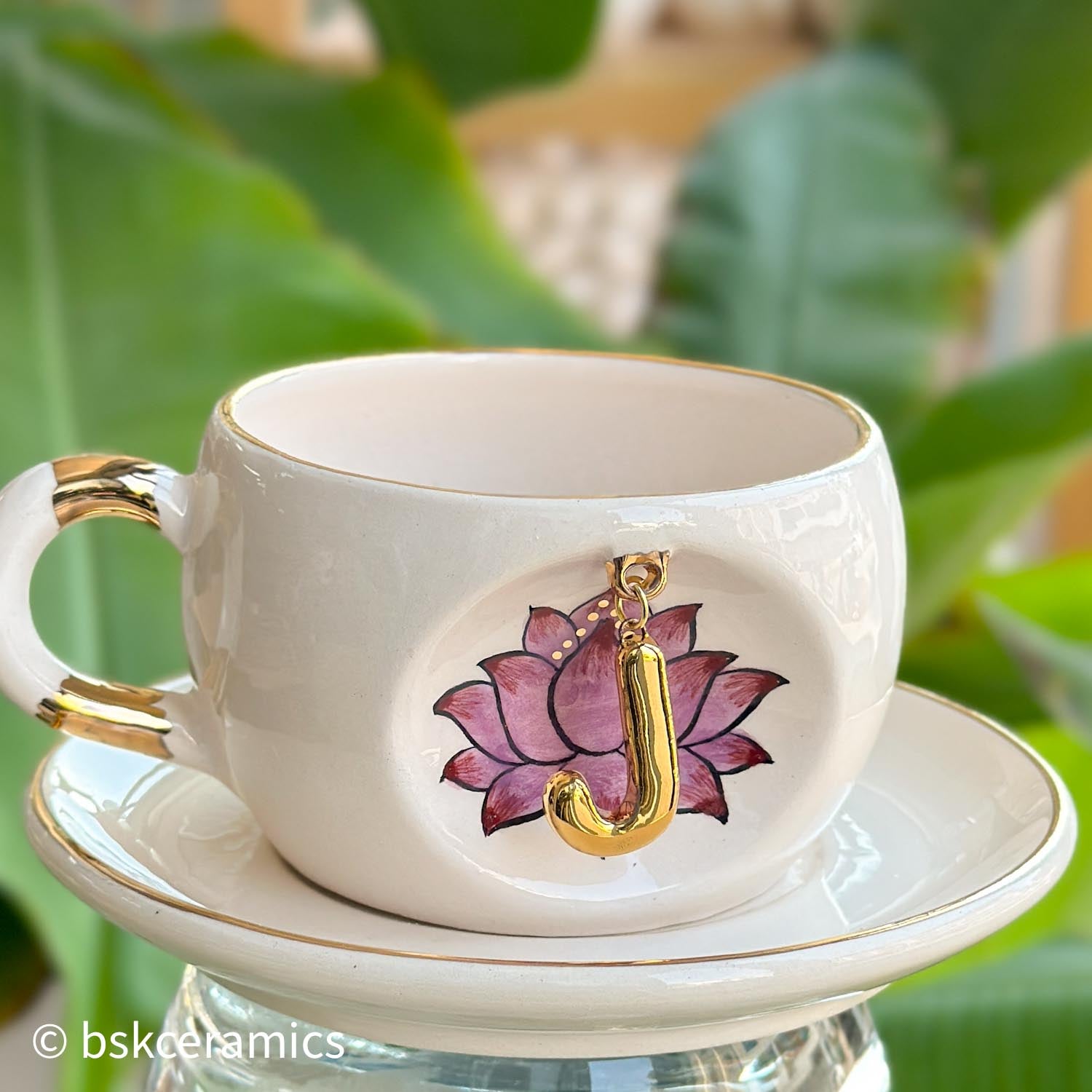 Inner Peace Lotus Letter Mug - BSK Ceramics Handmade