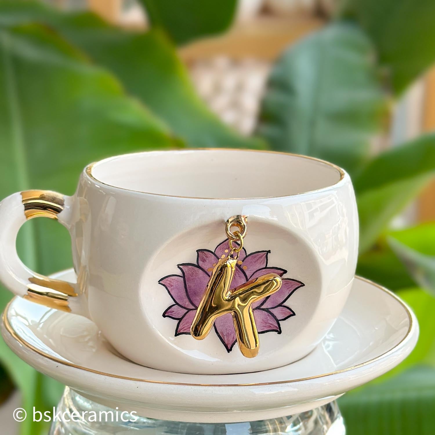 Inner Peace Lotus Letter Mug - BSK Ceramics Handmade