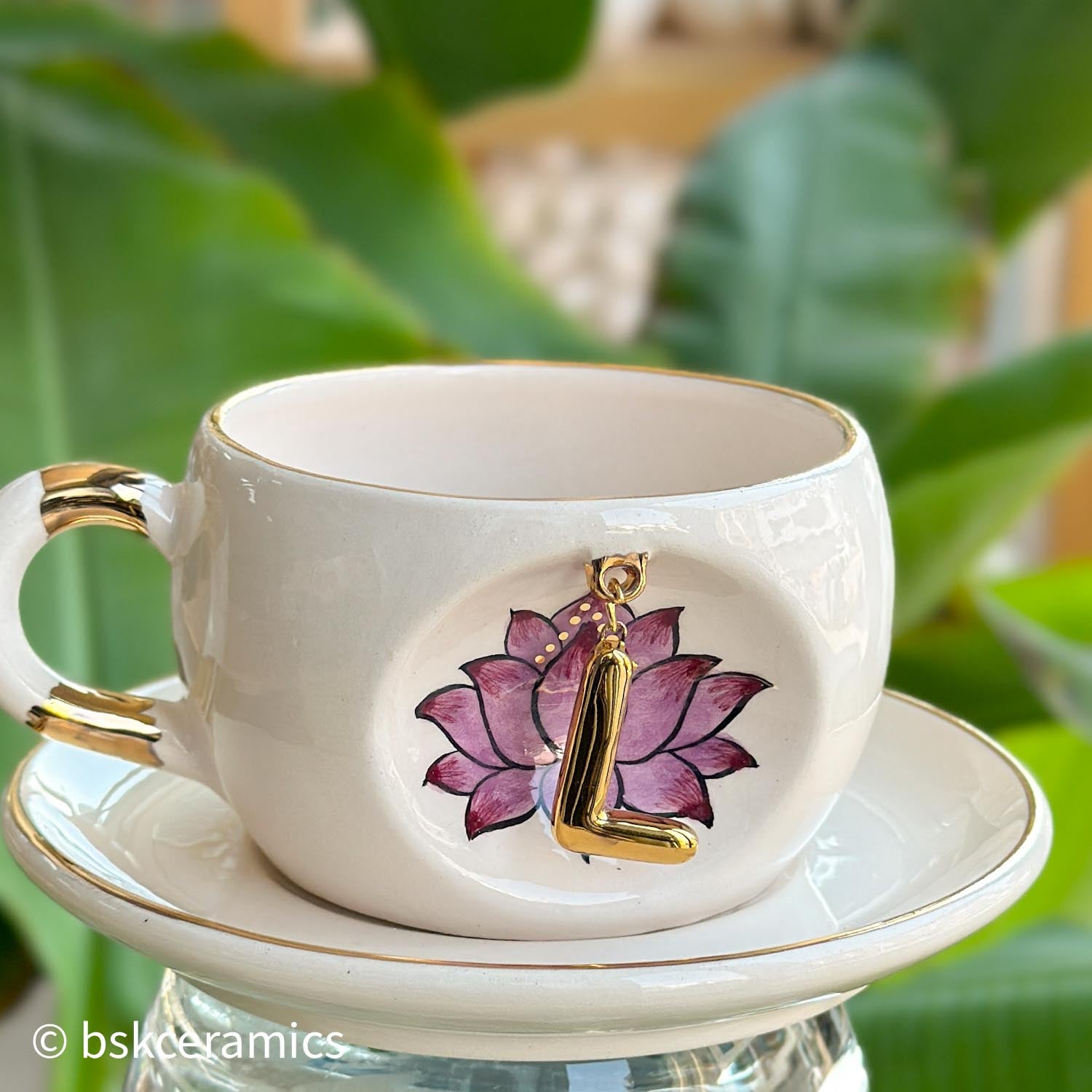 Inner Peace Lotus Letter Mug - BSK Ceramics Handmade