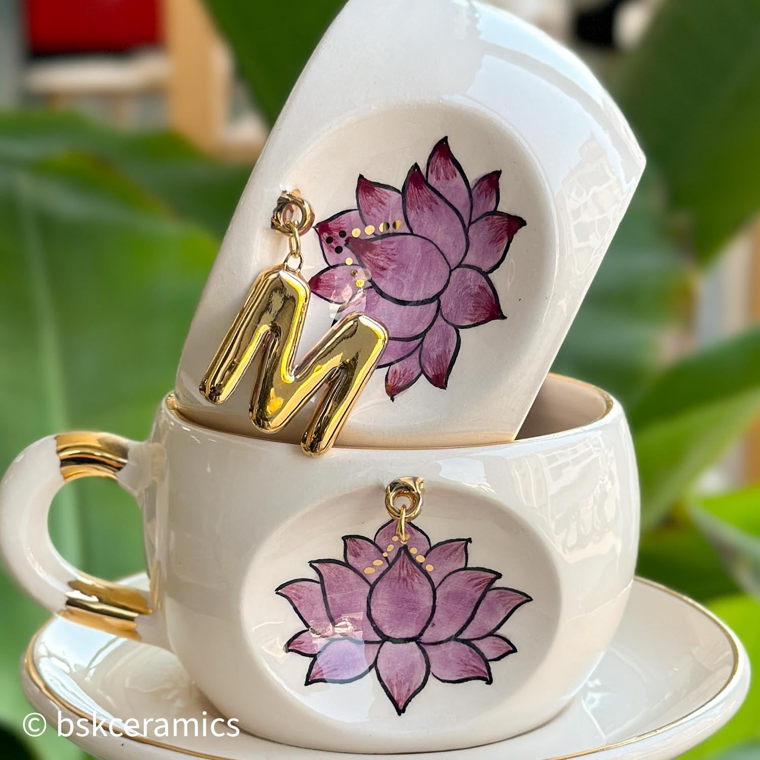 Inner Peace Lotus Letter Mug - BSK Ceramics Handmade