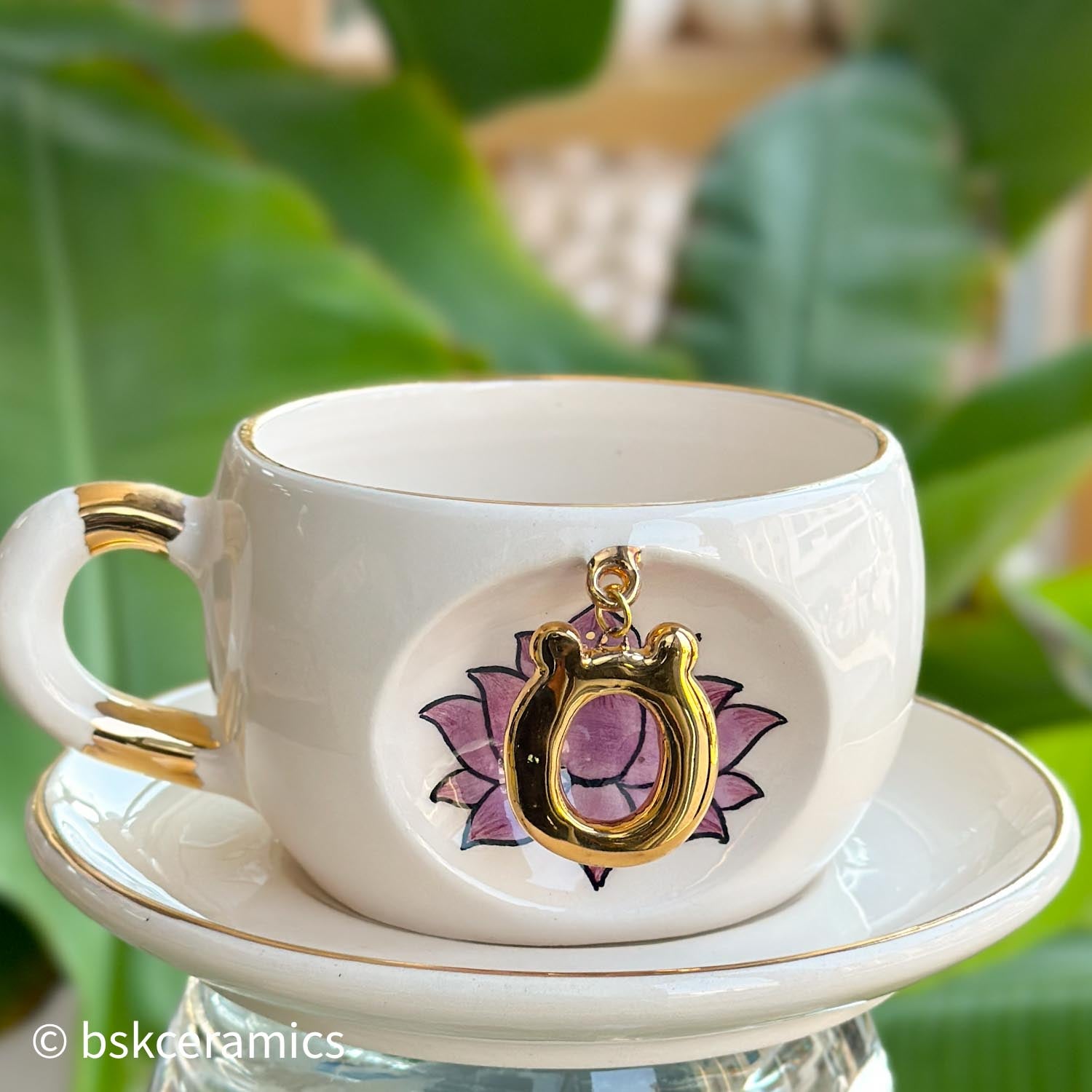 Inner Peace Lotus Letter Mug - BSK Ceramics Handmade