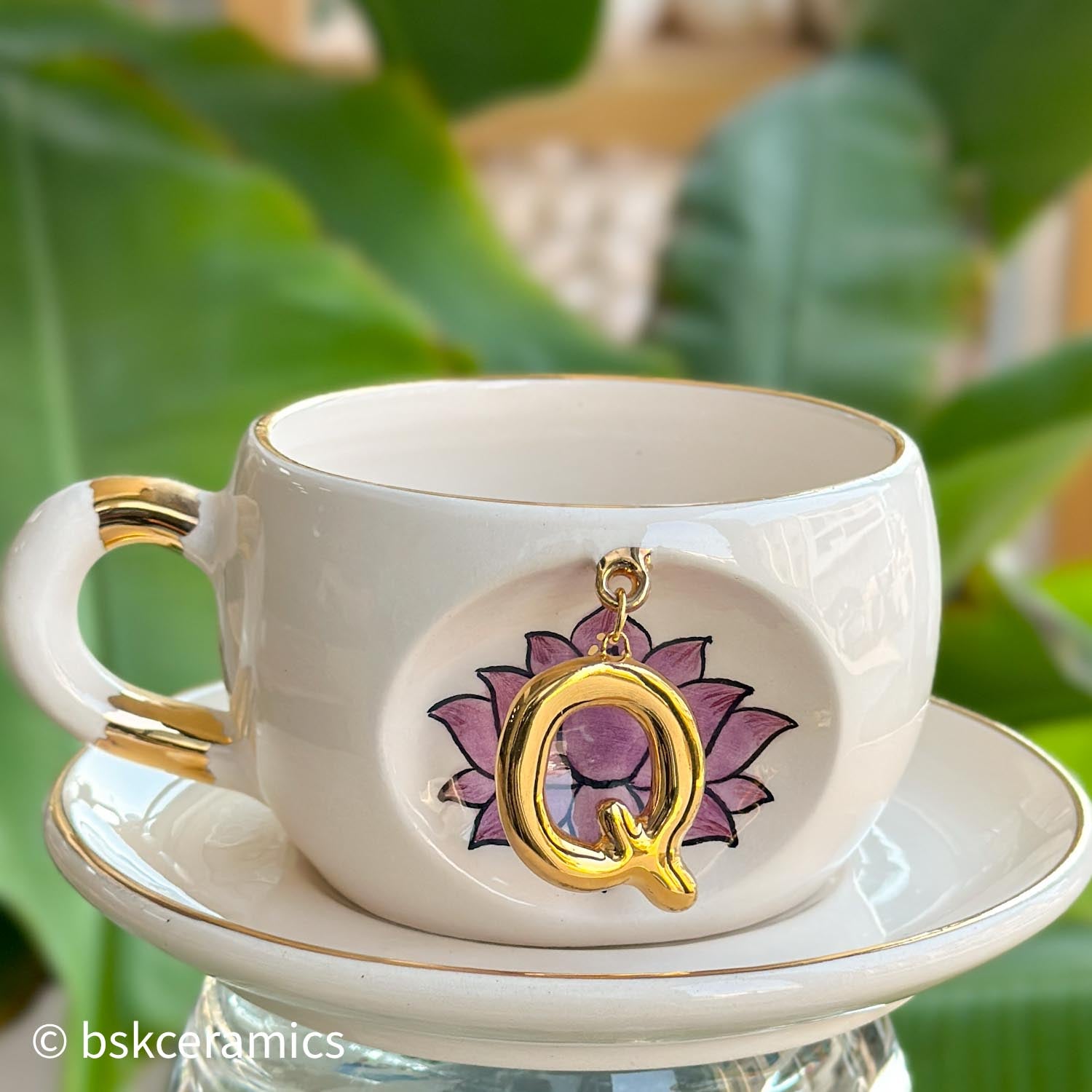 Inner Peace Lotus Letter Mug - BSK Ceramics Handmade