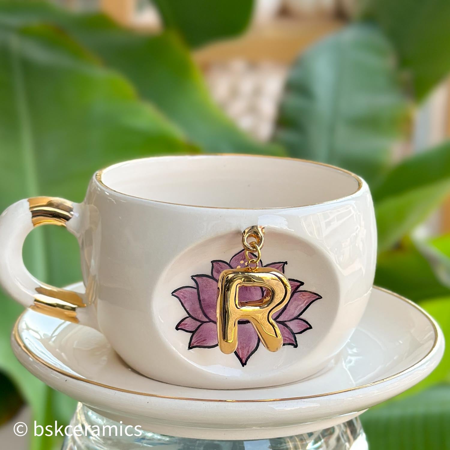 Inner Peace Lotus Letter Mug - BSK Ceramics Handmade