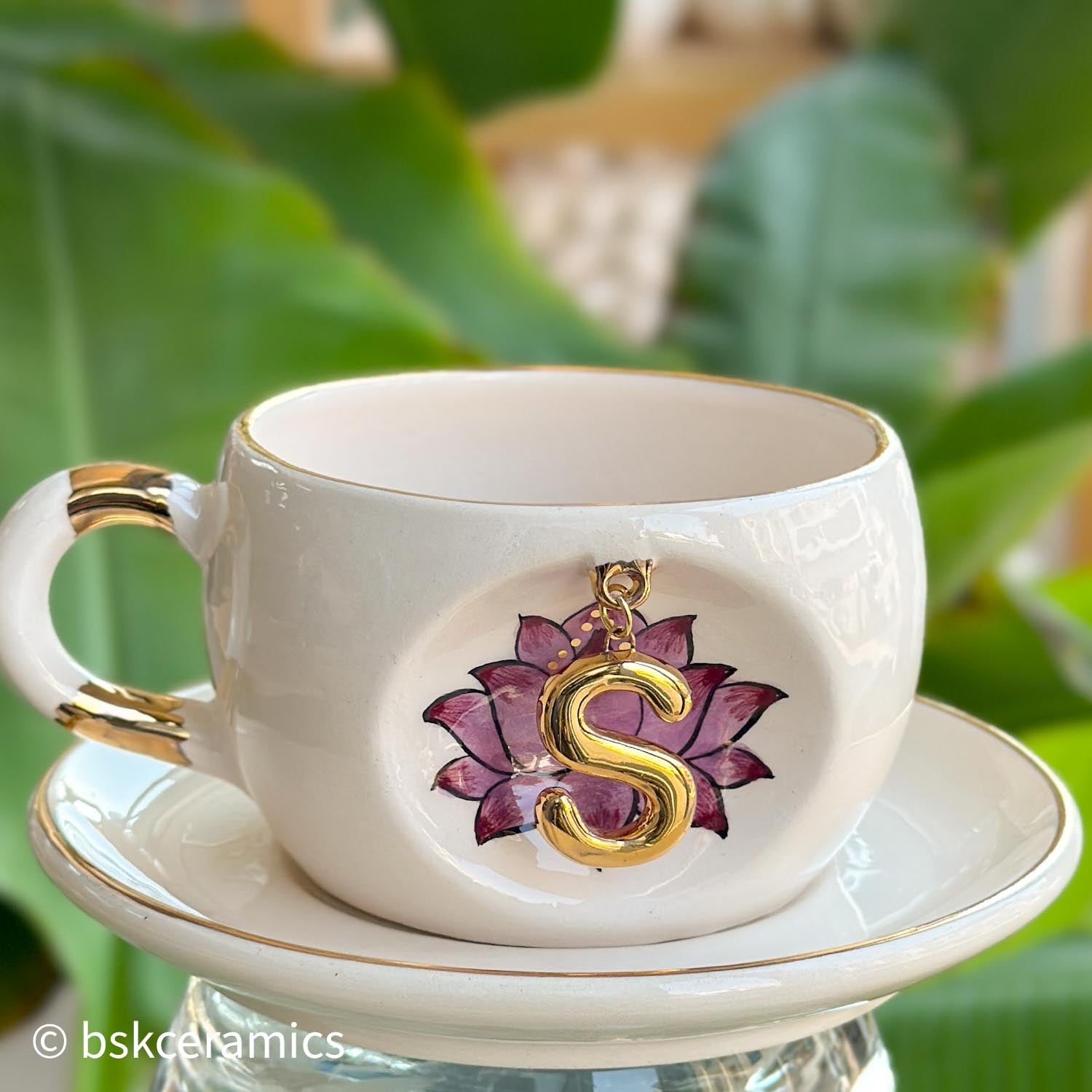 Inner Peace Lotus Letter Mug - BSK Ceramics Handmade