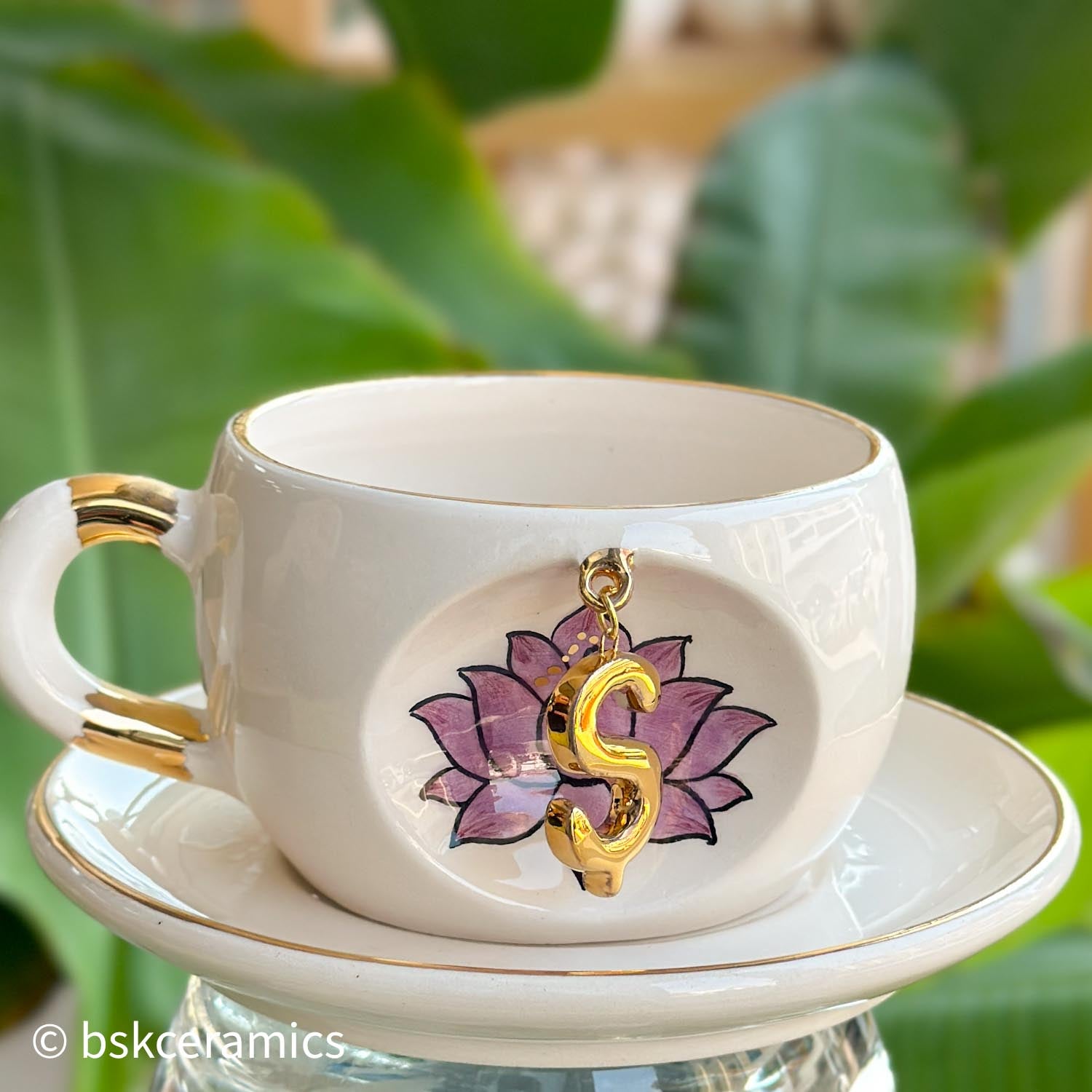 Inner Peace Lotus Letter Mug - BSK Ceramics Handmade