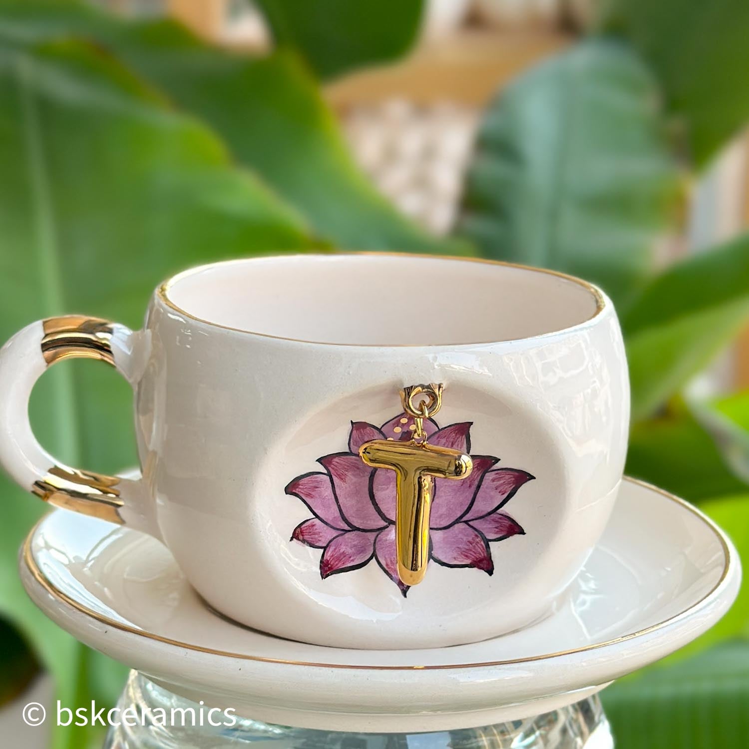 Inner Peace Lotus Letter Mug - BSK Ceramics Handmade