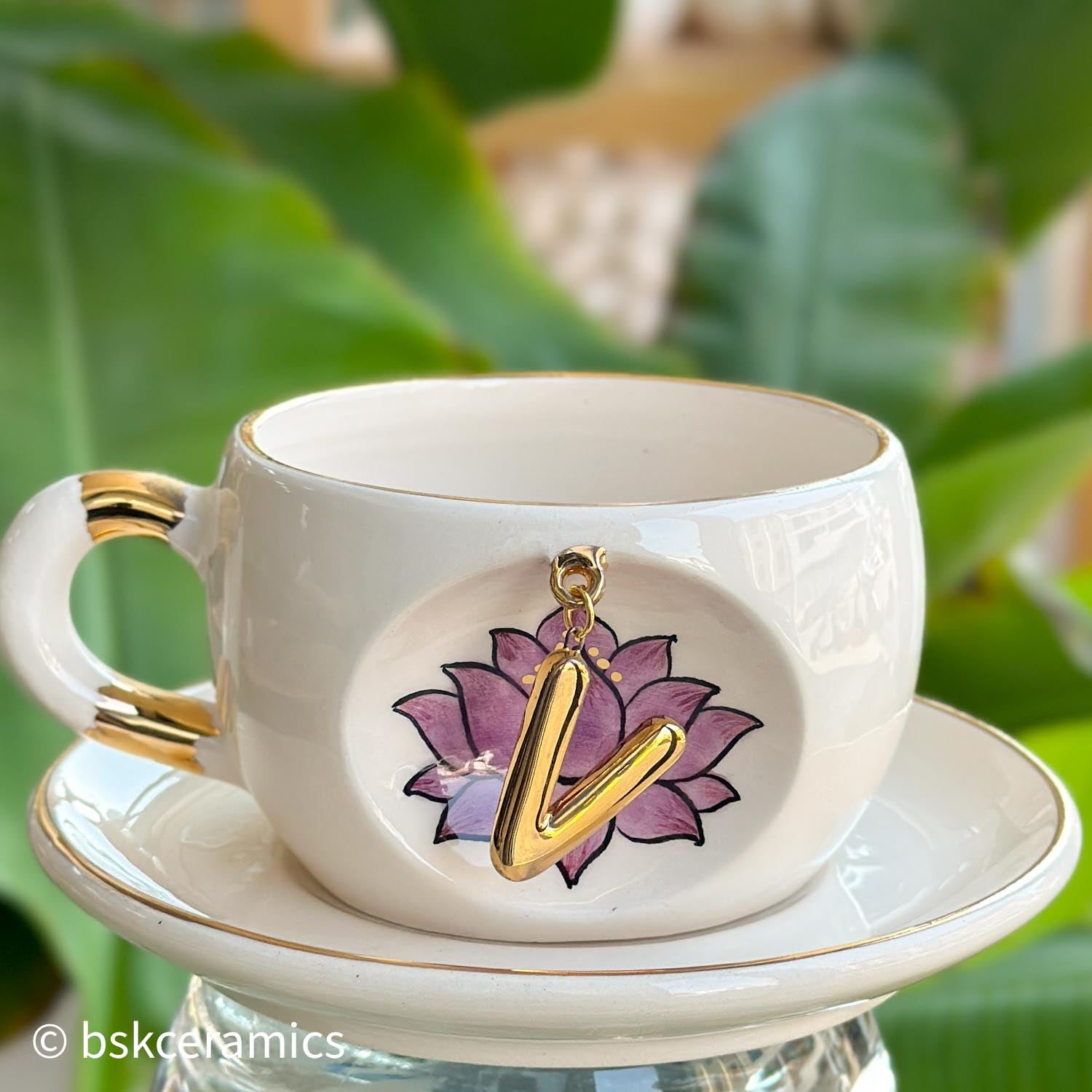 Inner Peace Lotus Letter Mug - BSK Ceramics Handmade