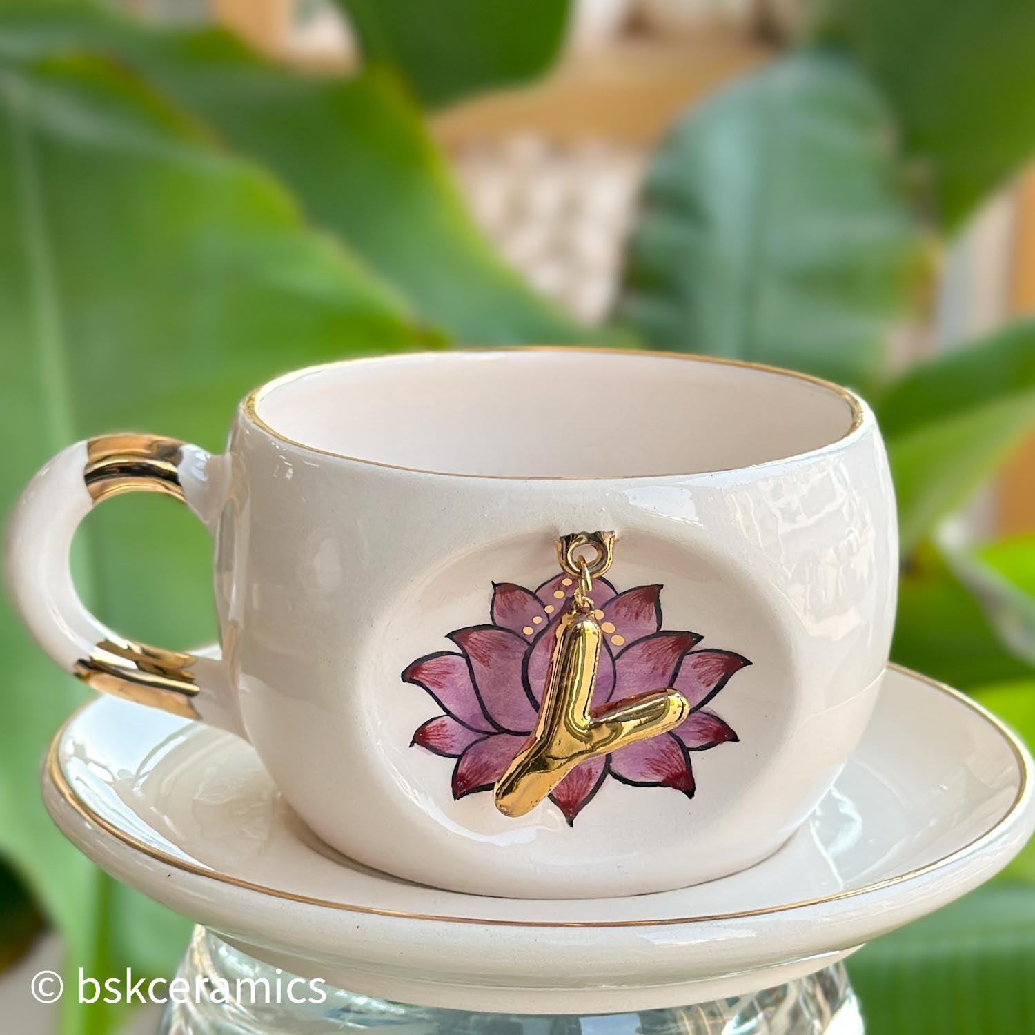 Inner Peace Lotus Letter Mug - BSK Ceramics Handmade