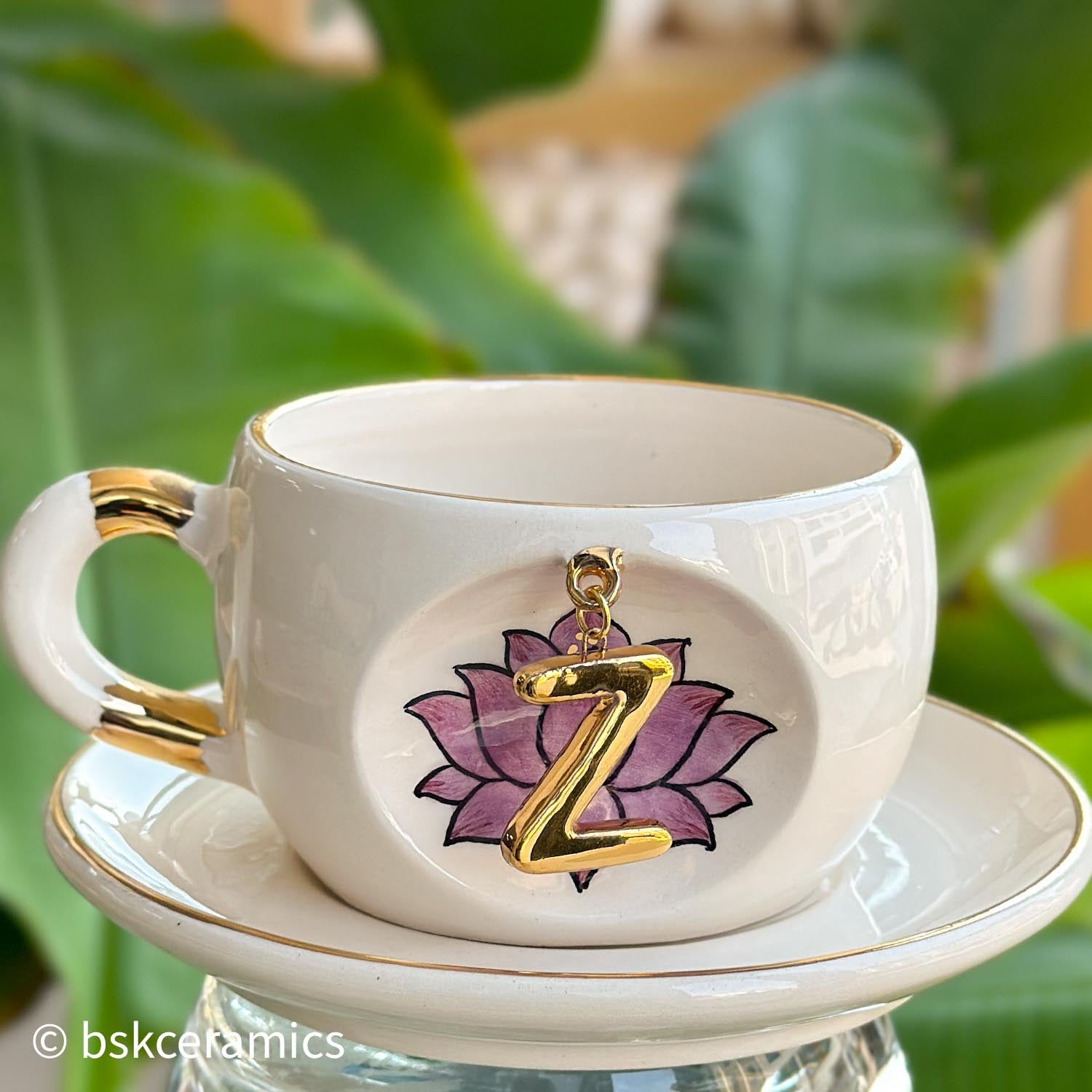 Inner Peace Lotus Letter Mug - BSK Ceramics Handmade