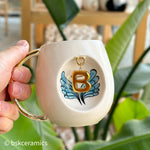 Angel Wings With Halo Mug Blue - BSK Ceramics Handmade