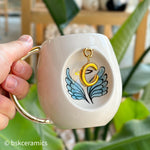 Angel Wings With Halo Mug Blue - BSK Ceramics Handmade