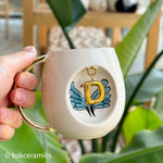 Angel Wings With Halo Mug Blue - BSK Ceramics Handmade