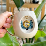 Angel Wings With Halo Mug Blue - BSK Ceramics Handmade