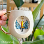 Angel Wings With Halo Mug Blue - BSK Ceramics Handmade