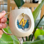 Angel Wings With Halo Mug Blue - BSK Ceramics Handmade