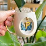 Angel Wings With Halo Mug Blue - BSK Ceramics Handmade