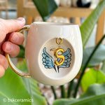 Angel Wings With Halo Mug Blue - BSK Ceramics Handmade